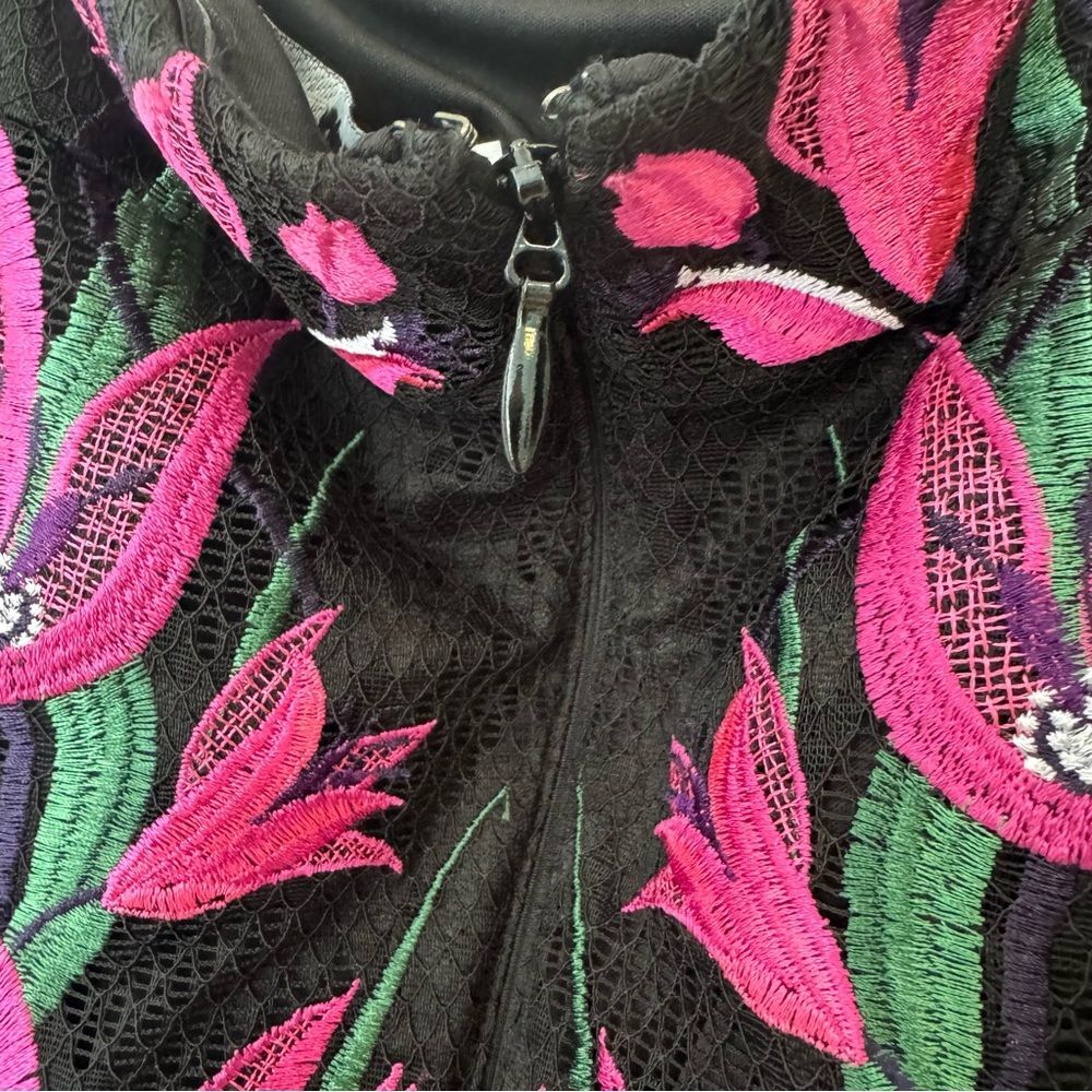 Guess Sexy Off-The-Shoulder Gorgeous Embroidered Tropical Floral Dress 10 NEW - Picture 8 of 8
